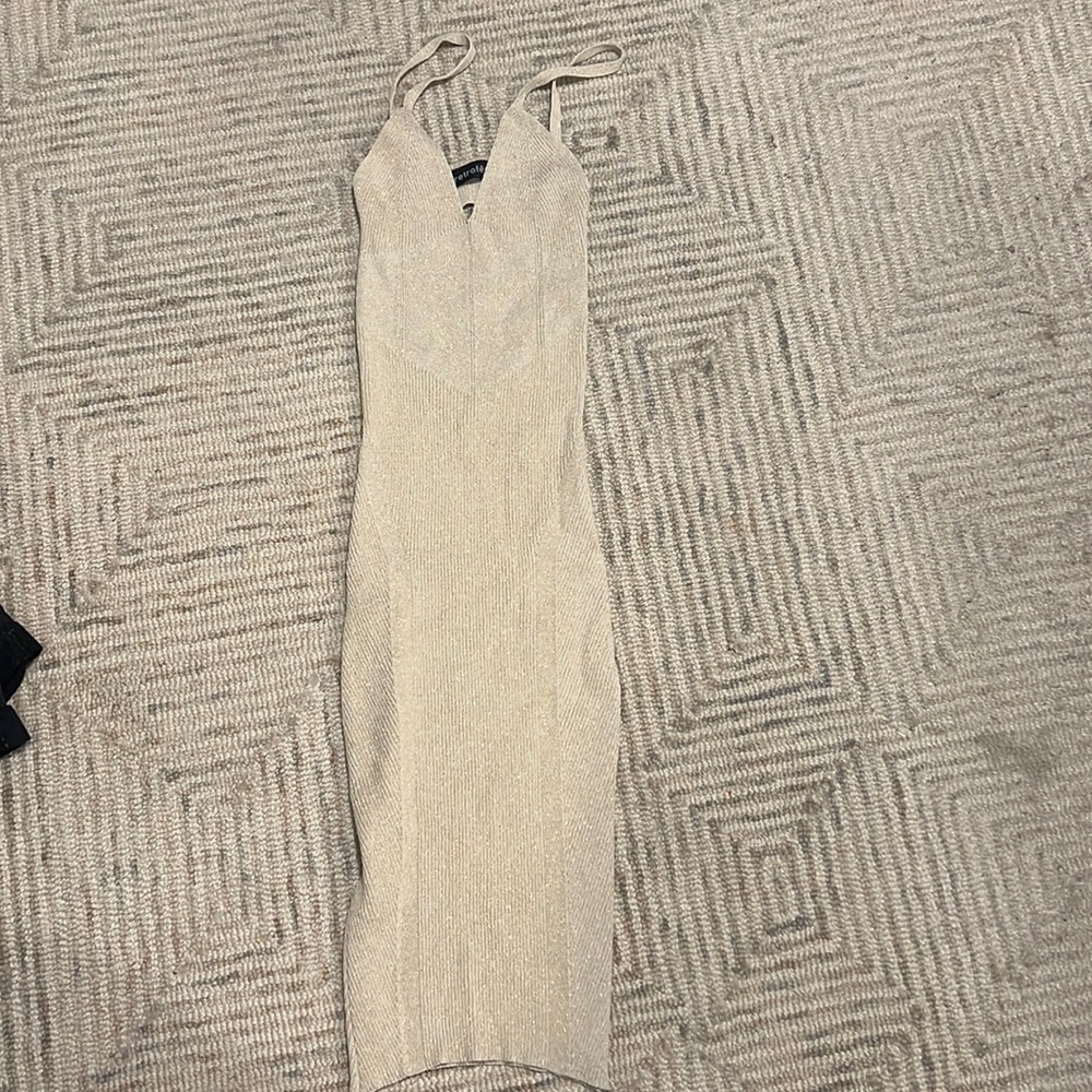 Retrofete bodycon dress - gold/champagne knit